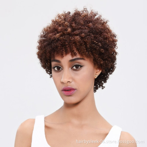 Factory Supplying wigs human hair wholesale weaving Short Remy Hair Afro Kinky Curly Machine Made Human Hair Wig
